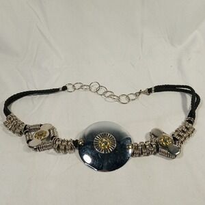 Vintage 1980's Artisan Art to Wear Belt Mixed Metal Cinch Waist Bohemian Korea